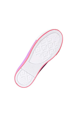 Unisex Çocuk Keten Kısa Convers Modeli Cırtlı Sneaker Spor Ayakkabı (26-30) BEYAZ - LİLA