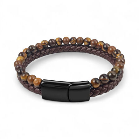  FM Kaplan Gözü Doğaltaş Deri Erkek Bileklik 31832B7D8 