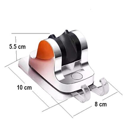Yapışkanlı Duş Başlığı Askısı, 2 Adet Lif askısı kancalı, KROM, Vidasız Montaj