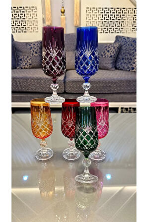 Bohemıa Kristal Renkli Kesme El İşi Kahve Yanı Su Bardağı