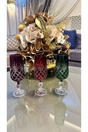Bohemıa Kristal Renkli Kesme El İşi Kahve Yanı Su Bardağı