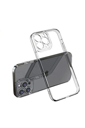 Iphone 14 Pro Max Uyumlu Şeffaf Tamperli Cam Ekran Koruyucu Kırılmaz Cam + Silikon Kılıf 2'li Paket