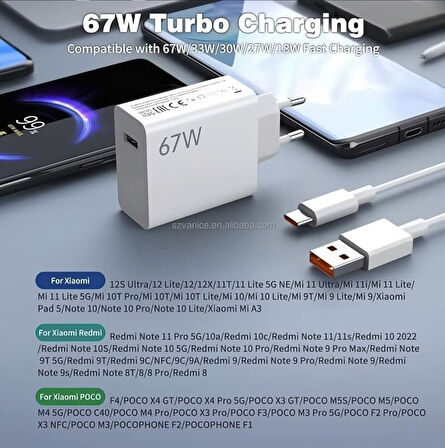 Mi 15T Pro için 67w Turbo type-c Akım korumalı hassas şarj aleti seti Saniye sayaçlı süper charger