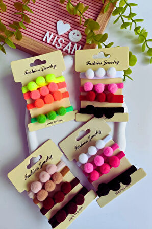 Ponponlu Lastik Toka Seti 4 Adet