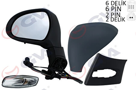 DIŞ DİKİZ AYNASI SOL 308 2007 ELEKTRİKLİ ISITMALI SİNYALLİ SENSÖRLÜ ASTARLI KONVENKS 6 FİŞ VM-6308EHPSR 8153 NE 8152F1 8151LX