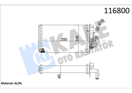 KALORİFER RADYATÖRÜ TEMPRA 1.6-2.0 MUSLUKSUZ 2 SIRA AL PL SİSTEM 40572017