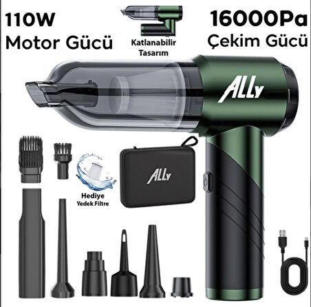 110w Ultra Güçlü Turbo araç ev süpürgesi araba yıkama süpürgesi 1 Saat kullanım şarjlı