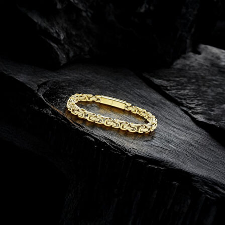  FM Kilit Mekanizmalı Sarı Kral Zincir Bileklik 6Mm 3183CZB1D34 