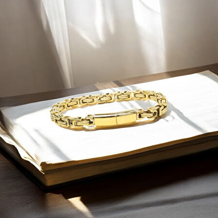  FM Kilit Mekanizmalı Sarı Kral Zincir Bileklik 6Mm 3183CZB1D34 