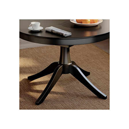 Yuvarlak yemek masası, siyah, 4-6 kişilik, açılabilir, 110/155 cm