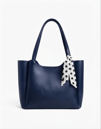 Arvelia Lacivert Kadın Fularlı Fermuarlı Shopper El Ve Omuz Çantası 