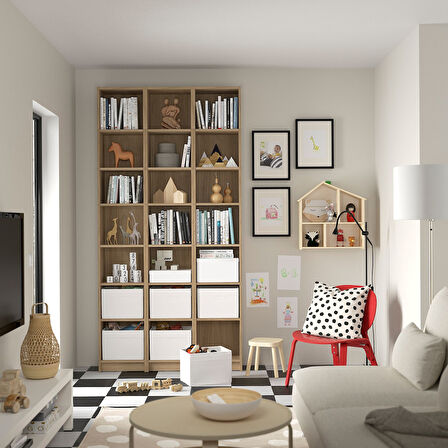 Kitaplık, meşe görünümlü, 120x28x237 cm