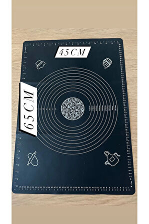 Ölçekli Silikon Hamur Açma Matı Büyük Boy 65X45 En Büyük Boy Yüksek Kalite Silikon Hamur Açma Matı Siyah