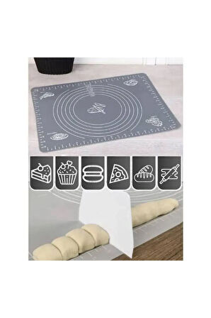 Ölçekli Silikon Hamur Açma Matı Büyük Boy 65X45 En Büyük Boy Yüksek Kalite Silikon Hamur Açma Matı Siyah