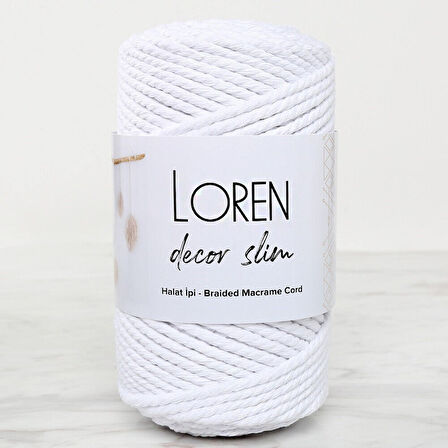 Loren Decor Slim 3 Büküm Makrome İpi Beyaz - L001