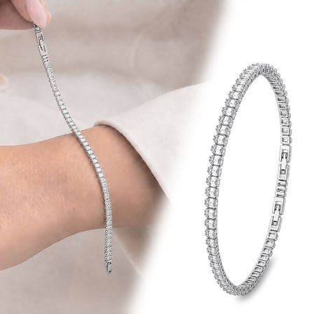 💎 Premium Parlak 4mm Beyaz Zirkon Taş Su Yolu Kadın Bijuteri Bileklik 3183KBV4D4 (~18cm Gümüş Renk)