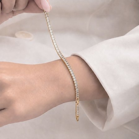 💎 Premium Parlak 4mm Beyaz Zirkon Taş Su Yolu Kadın Bijuteri Bileklik 3183KBV4D4 (~18cm Gümüş Renk)
