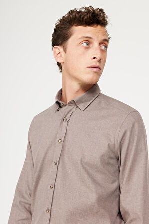 Slim Fit Dar Kesim Düğmeli Yaka Flanel Oduncu Gömlek