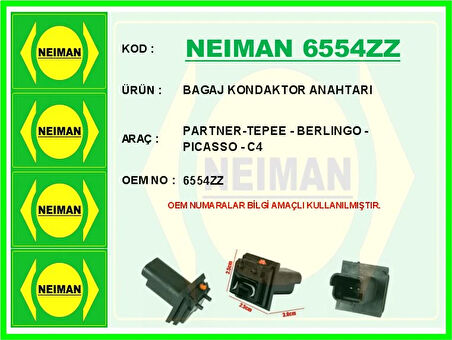 BAGAJ KONDAKTOR ANAHTARI PARTNER-TEPEE - BERLINGO - PICASSO - C4 6554ZZ