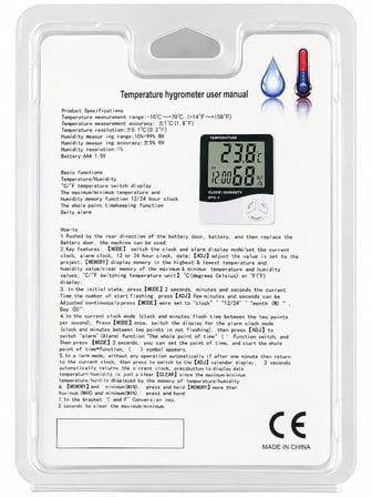 HTC-1 DİJİTAL SICAKLIK & NEM ÖLÇER – SAAT / TAKVİM / ALARM – 5 ADET SET