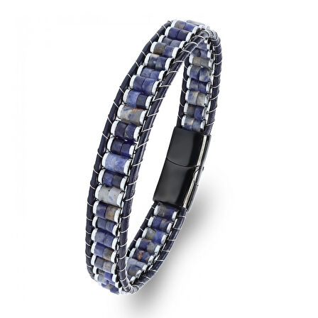  FM Orijinal Deri, Lapis Doğaltaş ve 316L Titanyum Çelik Erkek Bileklik 31832B22D10 