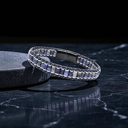  FM Orijinal Deri, Lapis Doğaltaş ve 316L Titanyum Çelik Erkek Bileklik 31832B22D10 