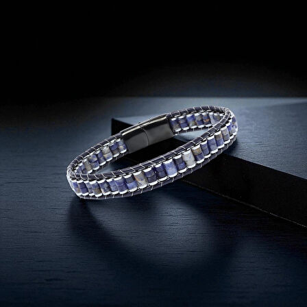  FM Orijinal Deri, Lapis Doğaltaş ve 316L Titanyum Çelik Erkek Bileklik 31832B22D10 