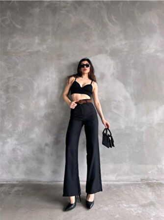Beli Kemerli Keten Pantolon