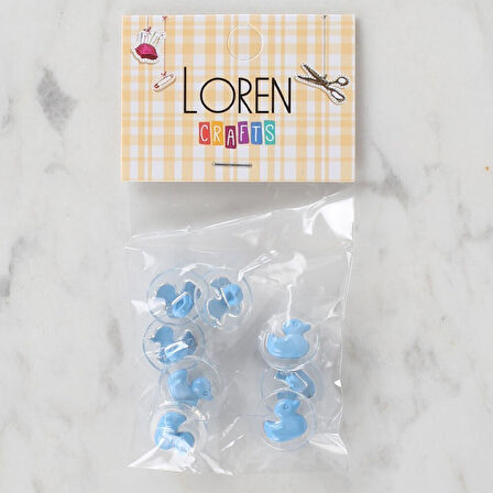 Loren Crafts 8 li Şeffaf Mavi Ördek Düğme - 265