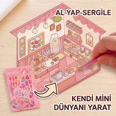BakGelAl 3D DIY Oda Tasarım Sticker Seti – Cımbızlı Dekorasyon ve Giydirme Çıkartma Aktivite Seti