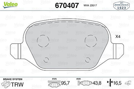 ARKA FREN BALATASI FIAT LINEA 2009 ALFA 147 2001156 1997-2003 GT 2003-2010 77362276 77362675 77363341 77362275