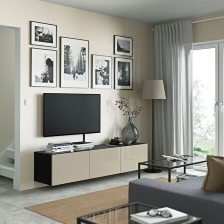 Tv sehpası, venge-parlak cila-bej, 180x42x38 cm, SELSVIKEN