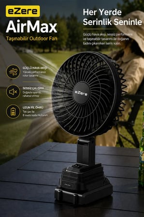 Ezere AirMax Şarjlı Taşınabilir Outdoor Fan Vantilatör ST-7997-(5775)