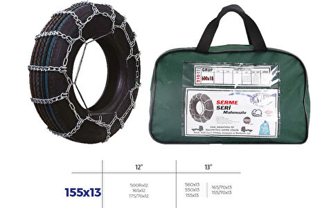 KAR ZİNCİRİ BİNEK VE HAFİF TİC.ARAÇ SERME 12-13 JANT 560X13 ZİNCİR EBATLARI İÇİN RESİME BAKINIZ