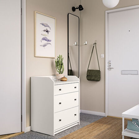 3 çekmeceli şifonyer, beyaz, 70x84 cm