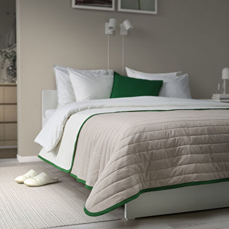 Yatak örtüsü, beyaz-bej, 260x250 cm