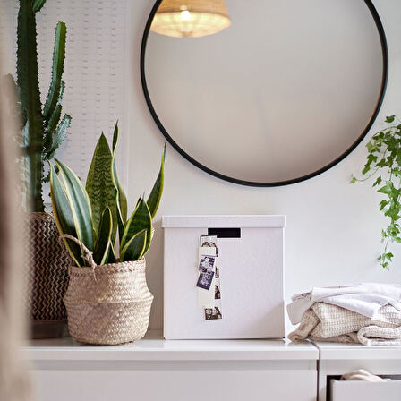 Kapaklı kutu, beyaz, 32x35x32 cm