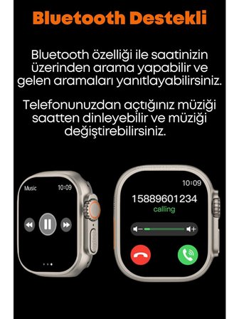 Yeni nesil 49mm akıllı saat telefon destekli geniş ekran 2 kordon hediyeli Xiaomi redmi telefonlar ile tam uyumlu