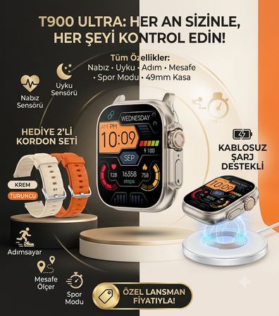 Yeni nesil 49mm akıllı saat telefon destekli geniş ekran 2 kordon hediyeli Xiaomi redmi telefonlar ile tam uyumlu