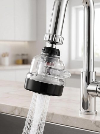 Setsuyaku Filtreli Musluk Ucu 360 Oynar Başlıklı Su Tasarruflu 3 Fonksiyonlu Hareketli Lavabo Başlığı 