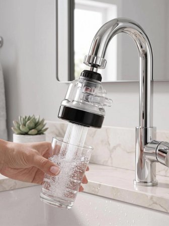 Setsuyaku Filtreli Musluk Ucu 360 Oynar Başlıklı Su Tasarruflu 3 Fonksiyonlu Hareketli Lavabo Başlığı 