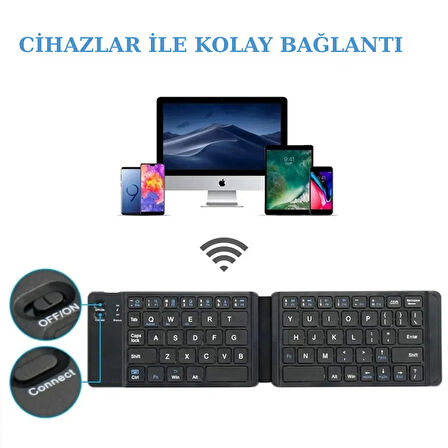 TrendStore Android, iOS ve PC Uyumlu Ultra İnce Katlanabilir Bluetooth Klavye 