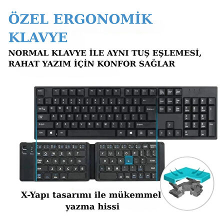 TrendStore Android, iOS ve PC Uyumlu Ultra İnce Katlanabilir Bluetooth Klavye 