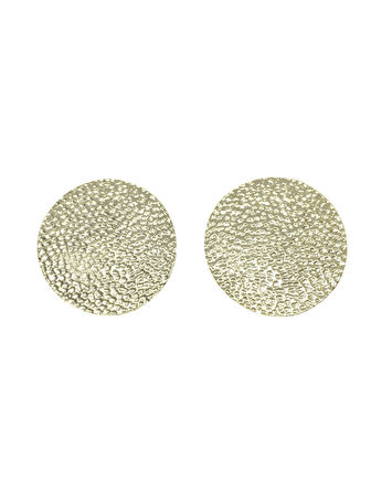 Göz Alıcı Gösterişli Altın Kaplama Dokulu Model Çelik Uçlu VIP Bijuteri Küpe | Parlak ve Zarif