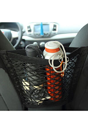 Oto Koltuk Arası File Ahtapot Ağ Düzenleyici Araç İçi Organizer Tek Cepli 30x28cm Siyah