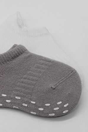 Bistyle 2'Li Sneakers Kaymaz Colours Penye Çorap BS20104 Gri Beyaz