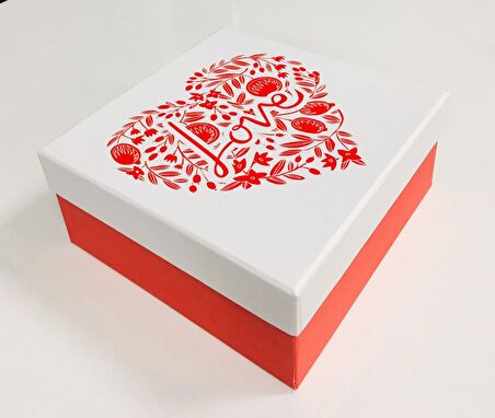 KUTU LOVE KIRMIZI BEYAZ 19CM X 19CM X 8CM