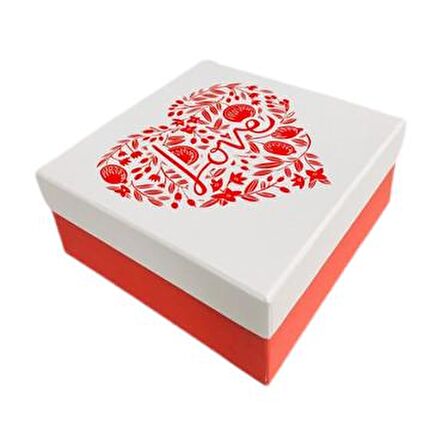 KUTU LOVE KIRMIZI BEYAZ 19CM X 19CM X 8CM
