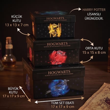 BakGelAl Harry Potter Hogwarts Lisanslı Dekoratif Saklama Kutusu – Hogwarts Constellation (Takımyıldızı) Tasarımlı