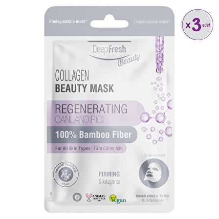 Deep Fresh Tek Kullanımlık Collagen Canlandırıcı Sıkılaştırıcı Yüz Maskesi 3 adet